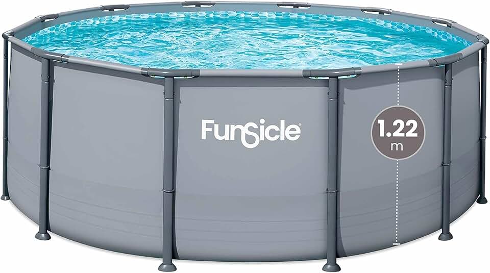 FUNSICLE Piscine Tubulaire Ronde Grise Ø3,66m x h1,22m