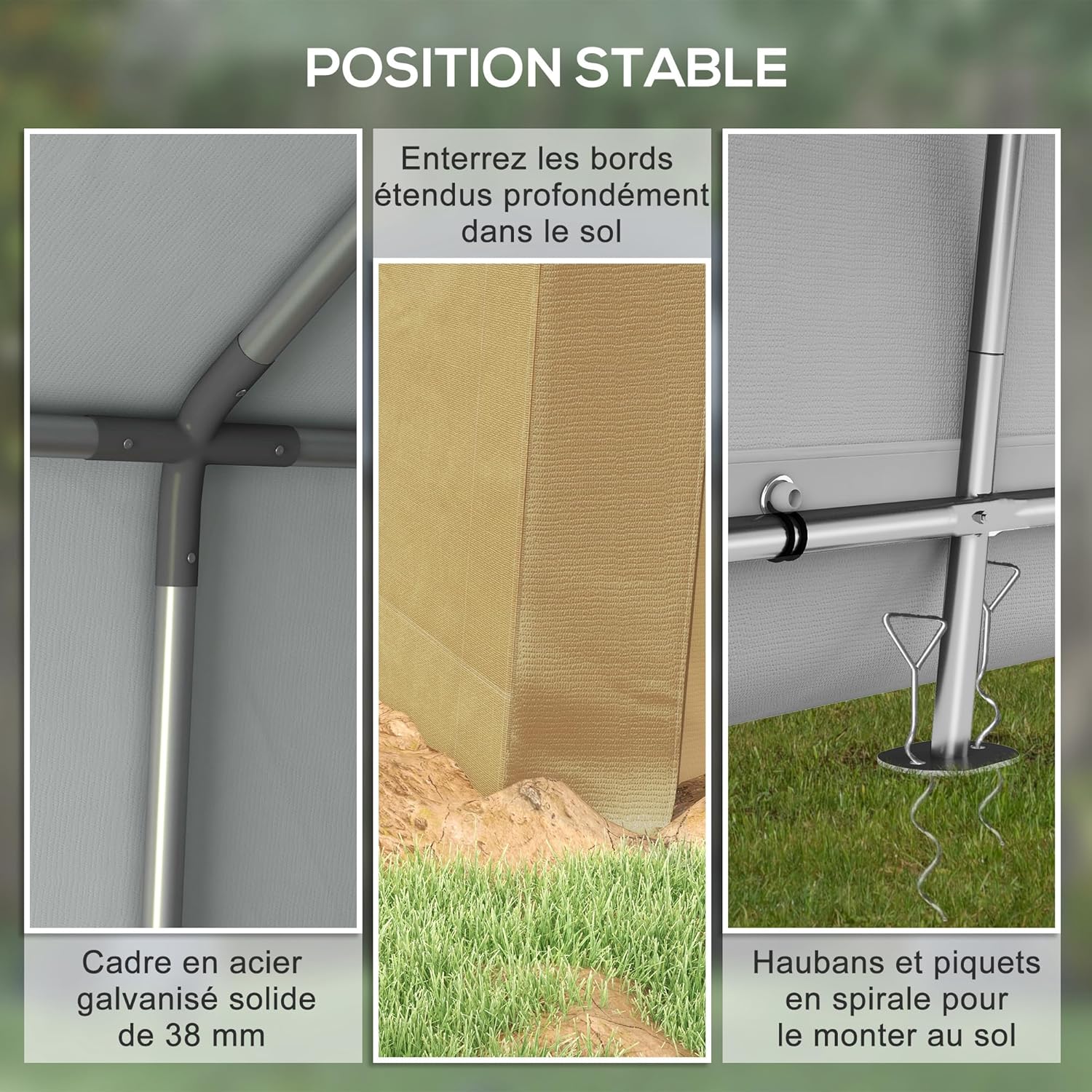 Outsunny - Abri de jardin - 2x3,6m - PE 200g/m², cadre acier, grande porte