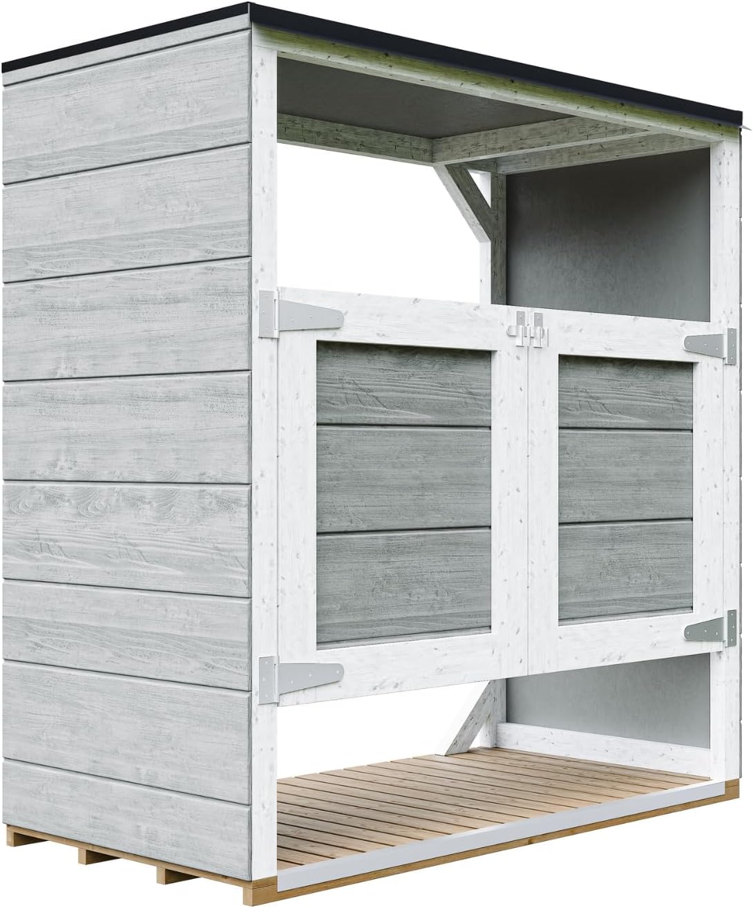 Abri de Jardin pour poubelles, Cache Poubelle extérieur 2x240L – Coffre de Rangement Exterieur, Armoire de Jardin, cabane de Jardin Exterieur – Timbela M980A-TUNDRA Grey
