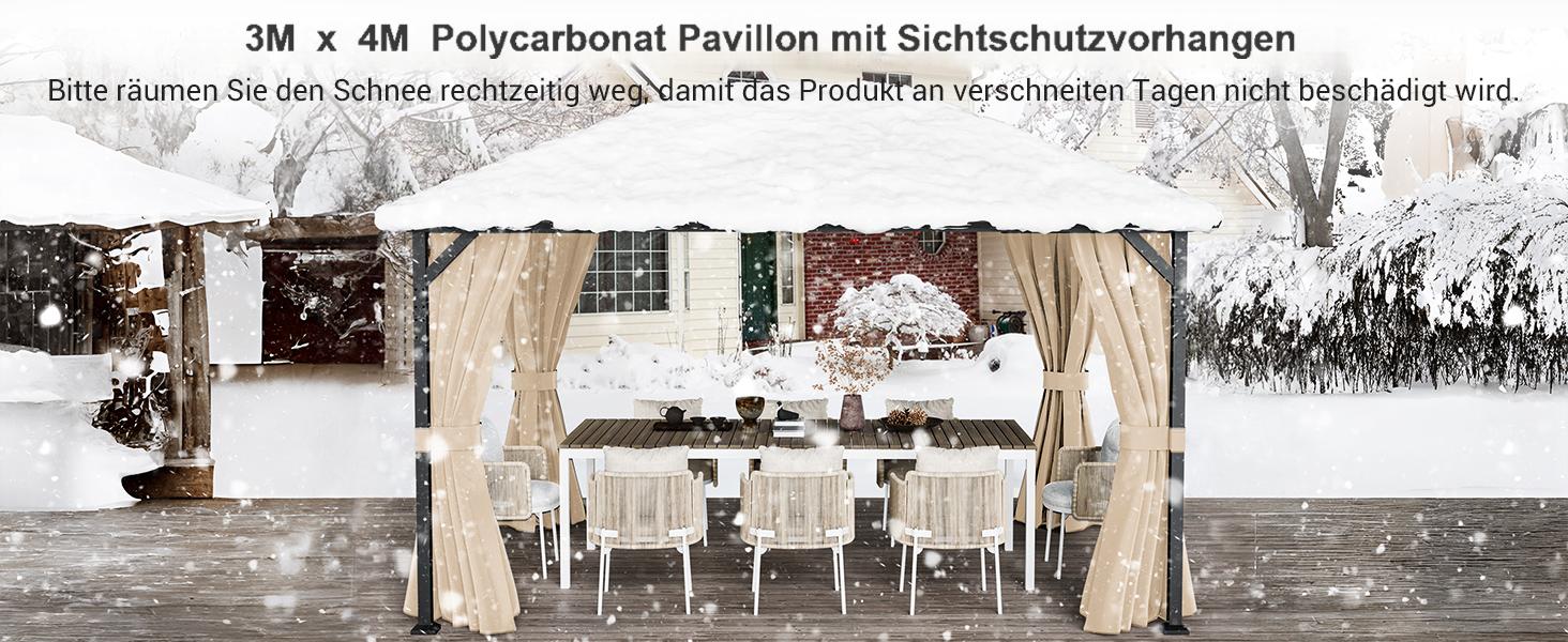 un pavillon avec une nappe blanche et des chaises