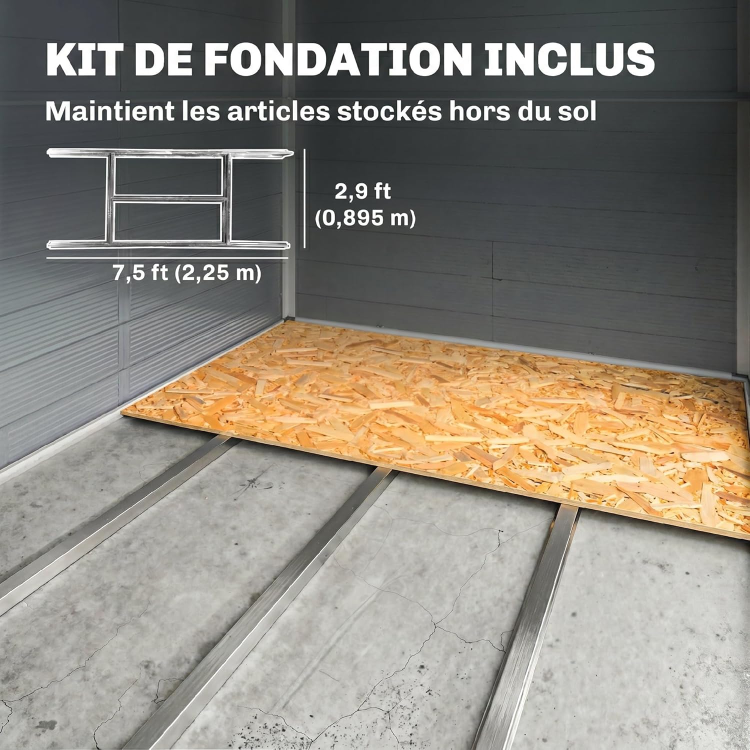 Outsunny - abri de jardin résine 240x190x228cm - 4,6m², fondation alu, portes loquet, 3 fenêtres