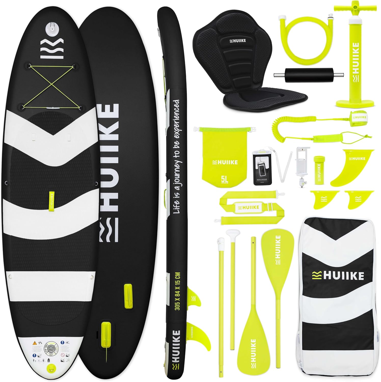 HUIIKE - Paddle Gonflable adulte - 305x84x15cm - stable, résistant, 130kg