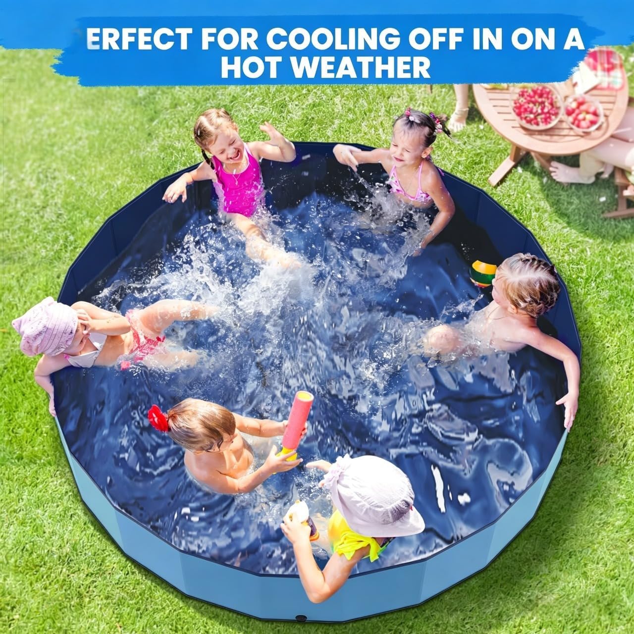 HaoVrisn Piscine pour Chien, 160x30CM Piscine Enfant et Animaux, PVC épais et Antidérapant, Grande Piscine Chien avec Rustines et Valve de Vidange