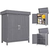 Outsunny Armoire de Jardin sur Pied Double Porte étagère et Toit bitumé relevable dim. 74L x 43l ...