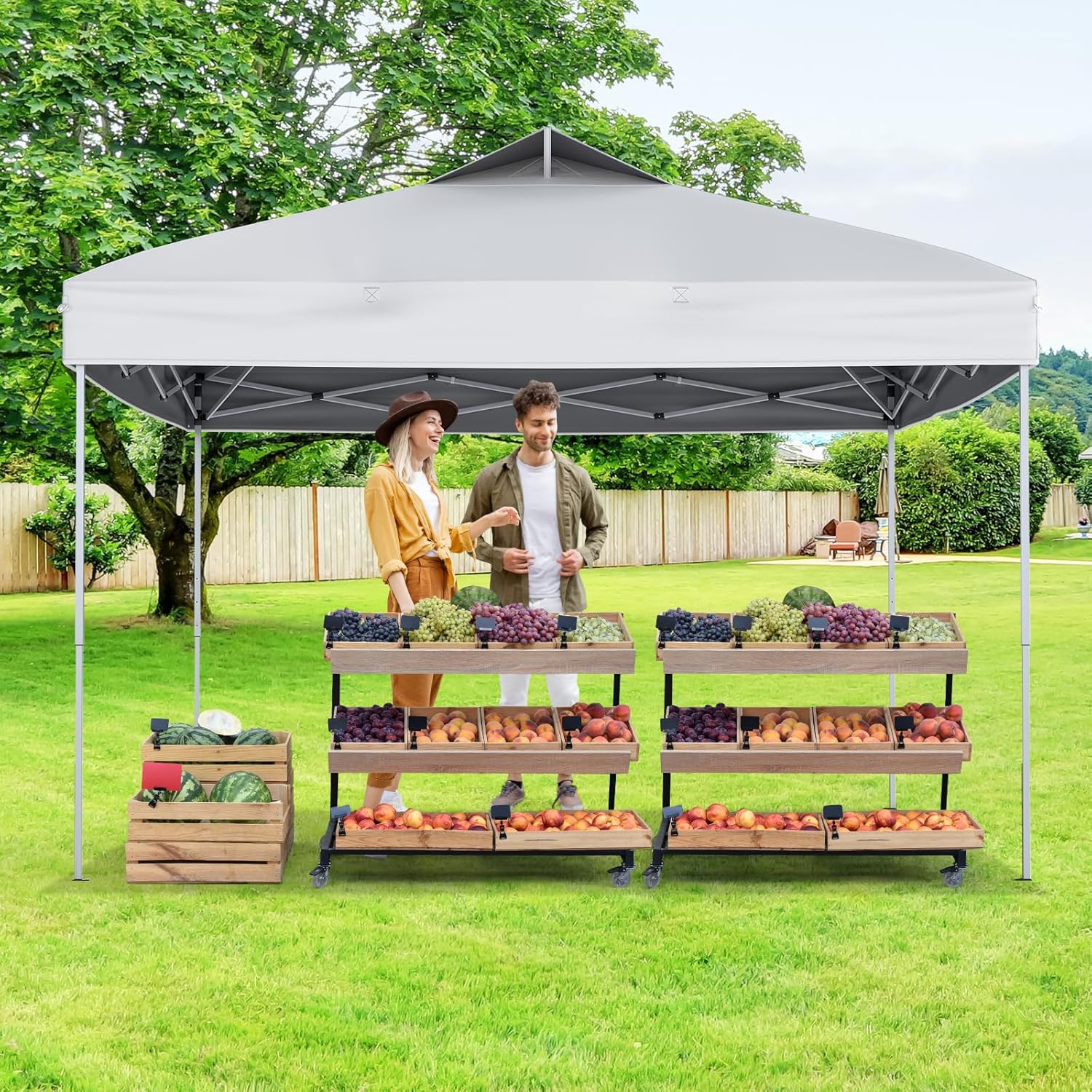 GOPLUS - Tonnelle pliante jardin 3x3m, toit ventilé, sac transport, protection solaire, 255/265/275CM