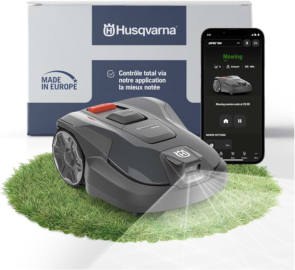 Husqvarna - Automower Aspire R6V - jusqu'à 600m² - IA Vision, GPS, WiFi, tonte sans fil périphérique, Zones virtuelles, 