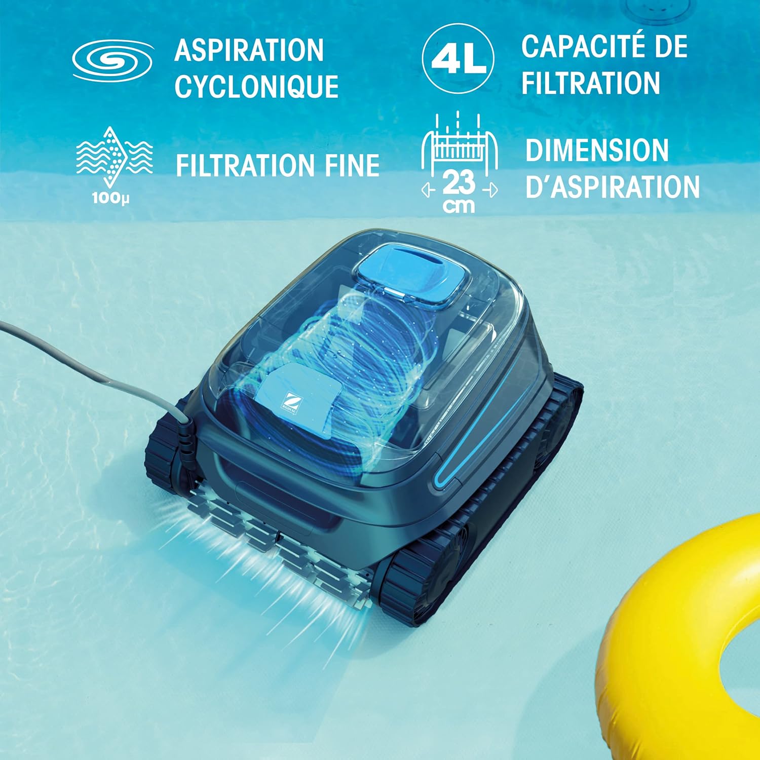 Zodiac - CNX 20 - piscine 10x5m - fond, parois, ligne, câble 15m, filtration fine - CNX20