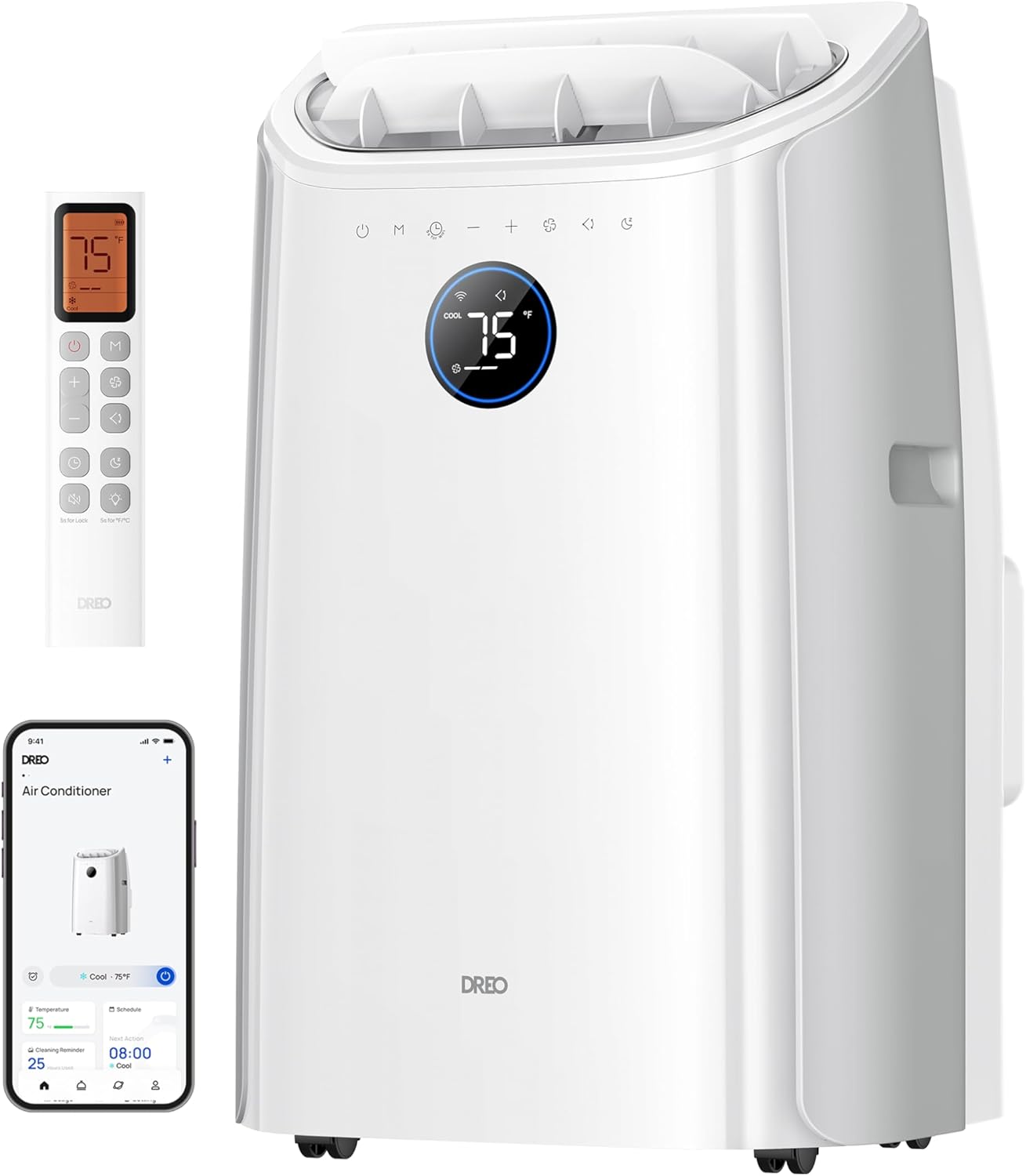 DREO - climatiseur mobile 12000 BTU, 3-en-1, silencieux, app/voix, 3.2L/h, AC516S