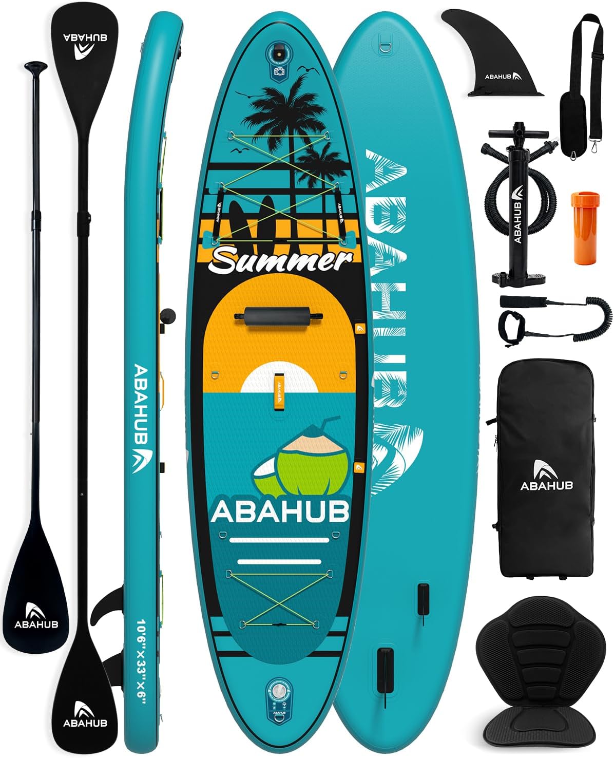 Abahub - Paddle Gonflable Adulte avec Siège - 320x78/84x15cm - Planche de SUP avec pagaie alu réglable et siège kayak. H