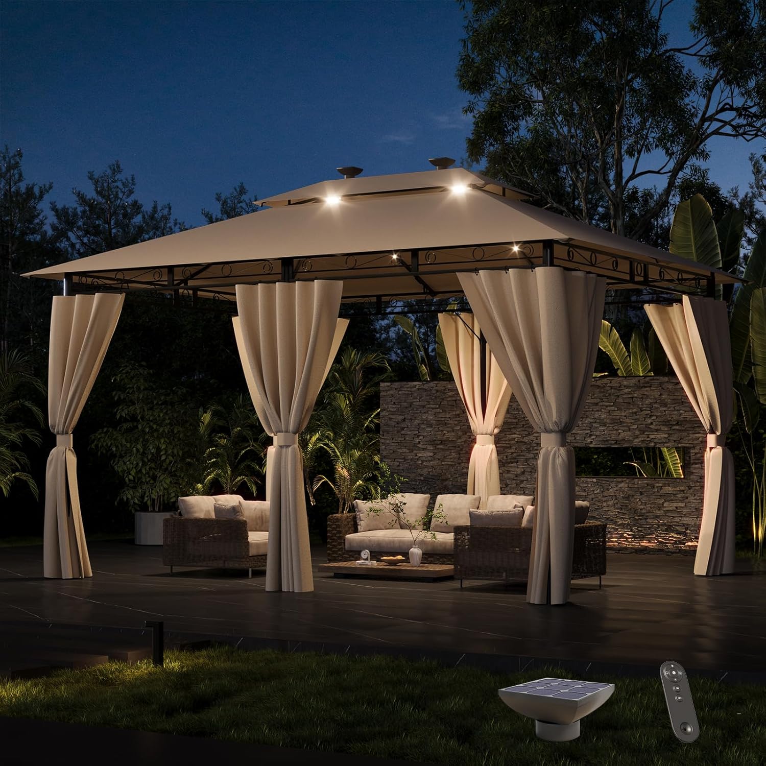 Devoko - Tonnelle Deluxe 3x4m - LED, imperméable, 6-8 pers.