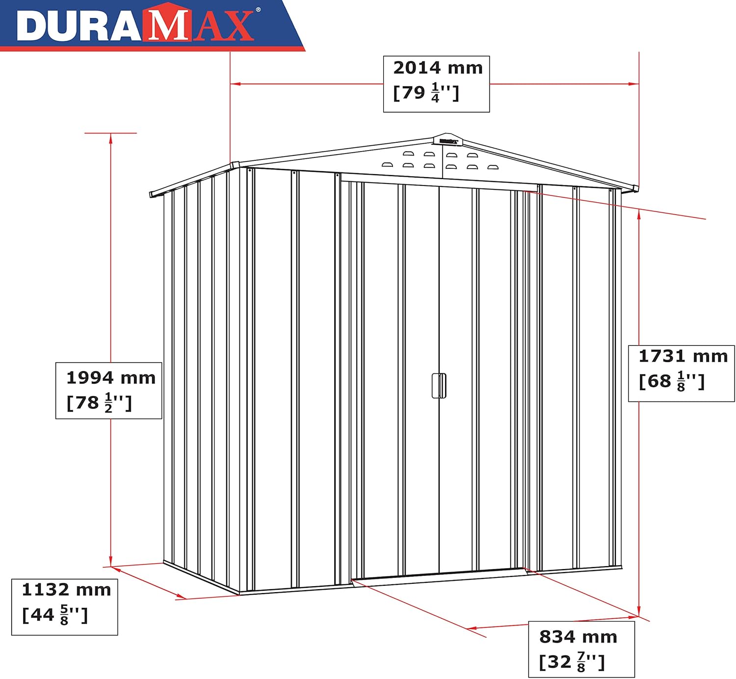 Duramax TOP Shed 6 x 4 (2.17 m²) Abri de jardin en métal, fabriqué en acier galvanisé, structure de toit renforcée, abri de jardin en métal sans entretien et résistant aux intempéries, Grain de bois