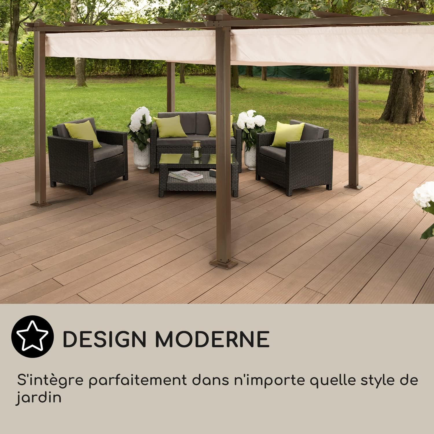 Blumfeldt - Pergola aluminium série Terrasse - 3x6m - toit rétractable, structure alu, UV, polyester imperméable