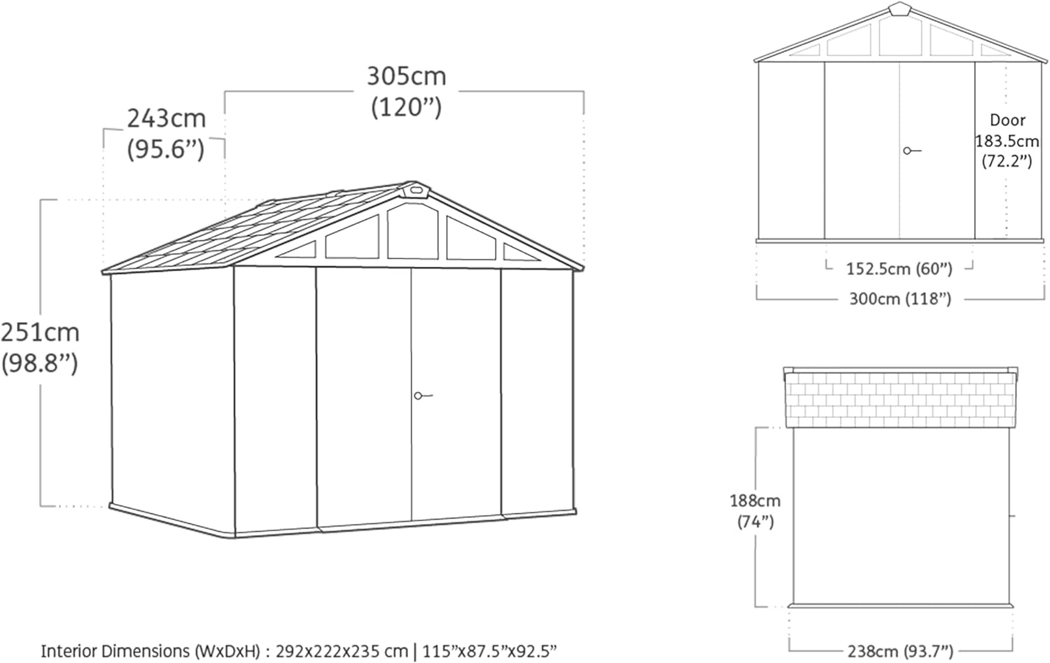 Keter - Stronghold - 7.7 m² - résine & métal, aspect bois, anthracite 108-7.7