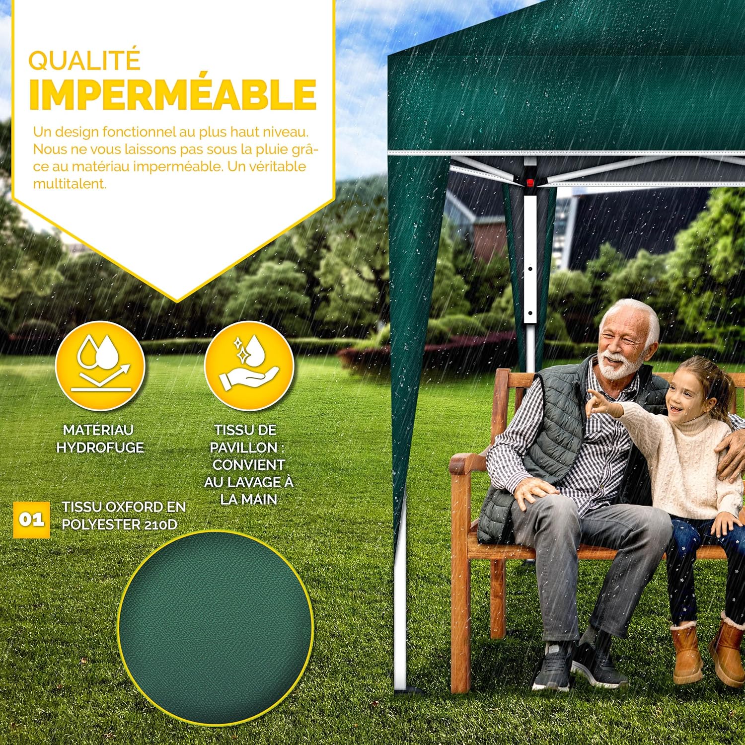 tillvex - Tonnelle pliante 3x3m - réglable, UV 50+, sac de transport