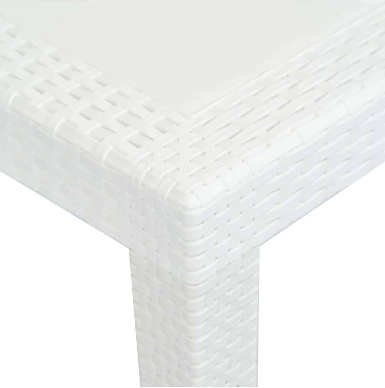 Dmora - Roma - 150/220x90x72 cm - table jardin extensible rotin blanc