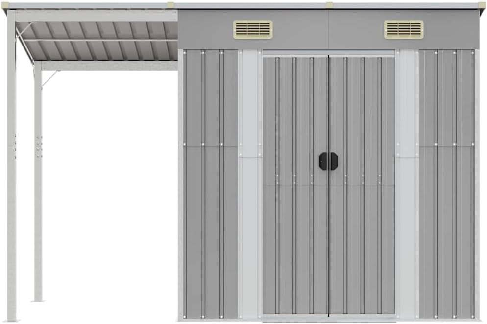 Générique Abri de Jardin avec Toit prolongé Gris Clair 277x107x181 cm, Maison & Jardin, Pelouses & Jardins, Vie en extérieur, Structures extérieures, Cabanes & abris de Jardin, Gris, (Poids 41.56KG)