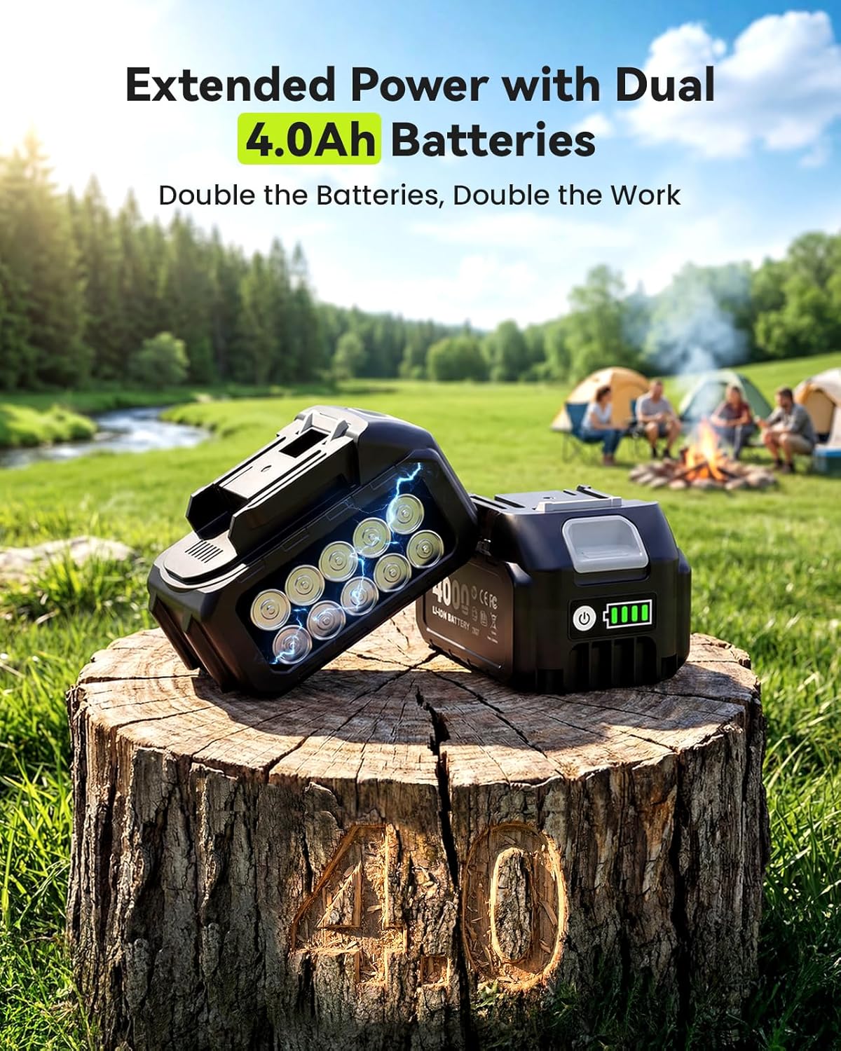 Supstable Élagueuse sur Perche 2-en-1 8 Pouces, Tronçonneuse Télescopique Sans Fil avec 2×4000mAh Batterie & Chargeur, Mini Tronçonneuse 800W avec Lubrification Automatique, Portée jusqu’à 4,8 m pour