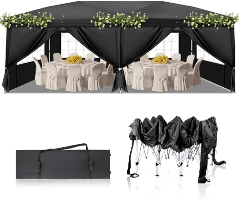 Bonnlo - Tonnelle pliante série jardin - 3x6m - imperméable, installation rapide, sac inclus.