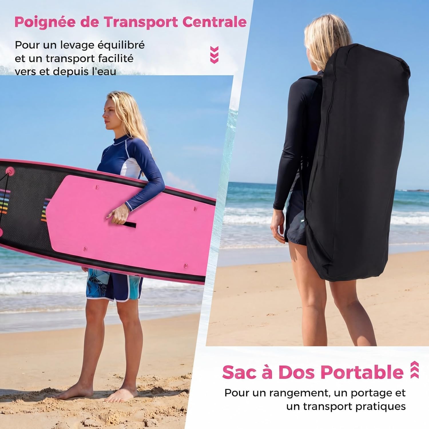COSTWAY - Paddle gonflable série aluminium - 320x76x15cm, sac et pompe
