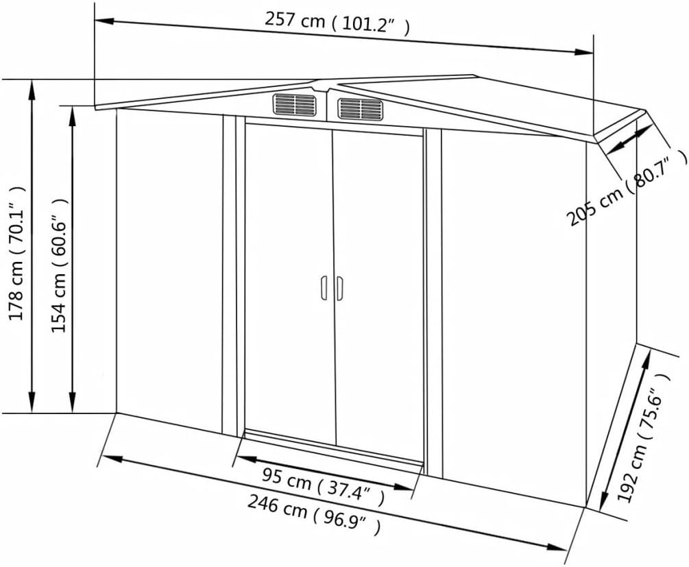Tidyard - Catherinol Abri de Jardin Métal Gris 257x205x178 cm – spacieux