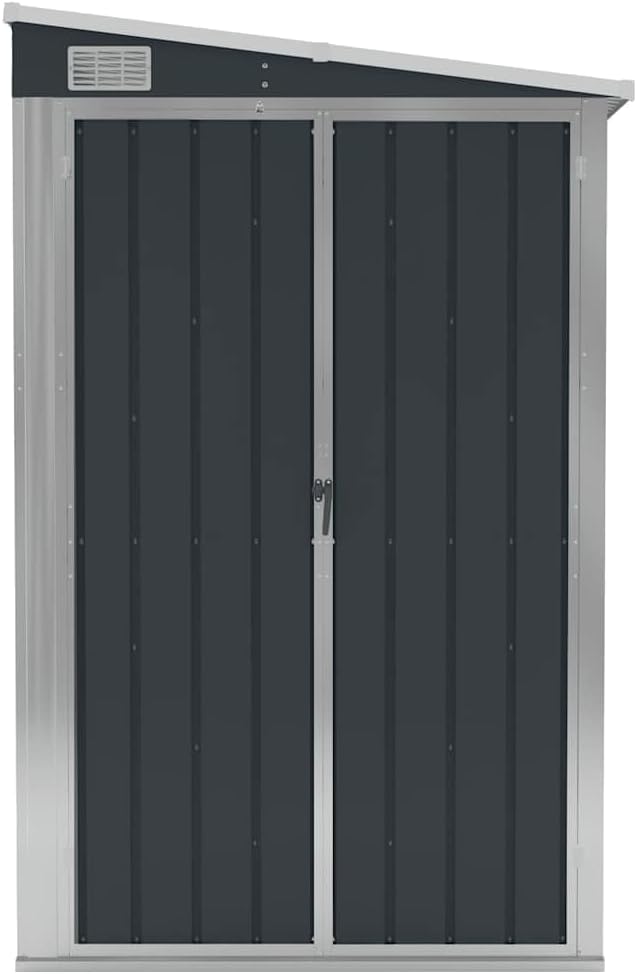 vidaXL Abri de Jardin Mural Abri de Rangement d'Outils Rangement d'Equipement de Jardin Extérieur Cour Anthracite 118x194x178 cm Acier