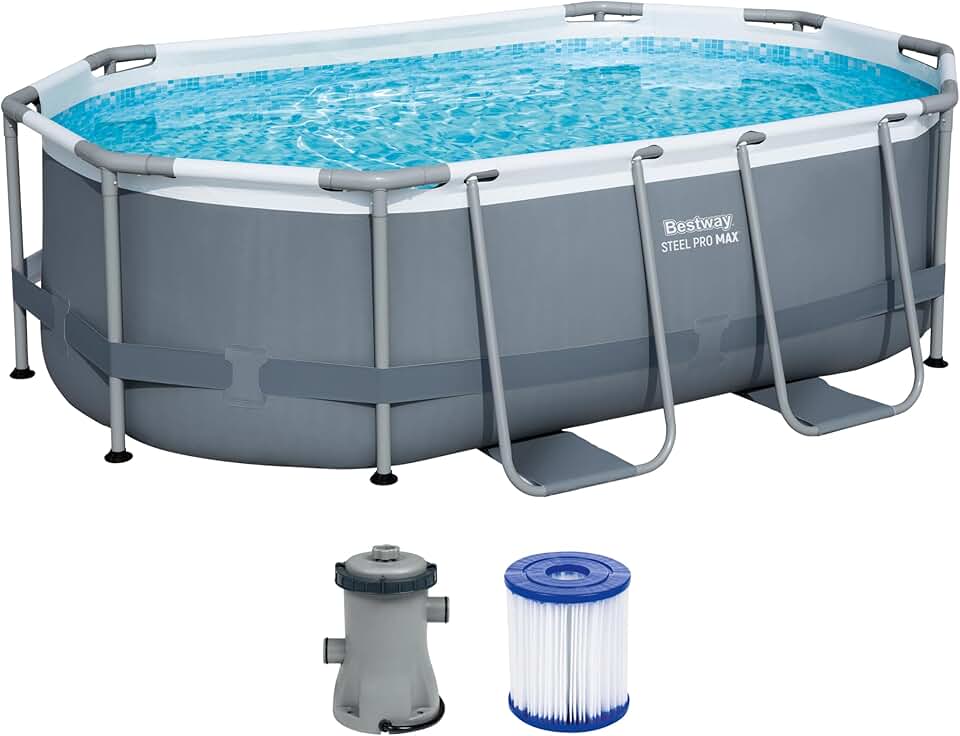 Bestway - Steel Pro Max piscine hors sol, 305x200x84cm, gris