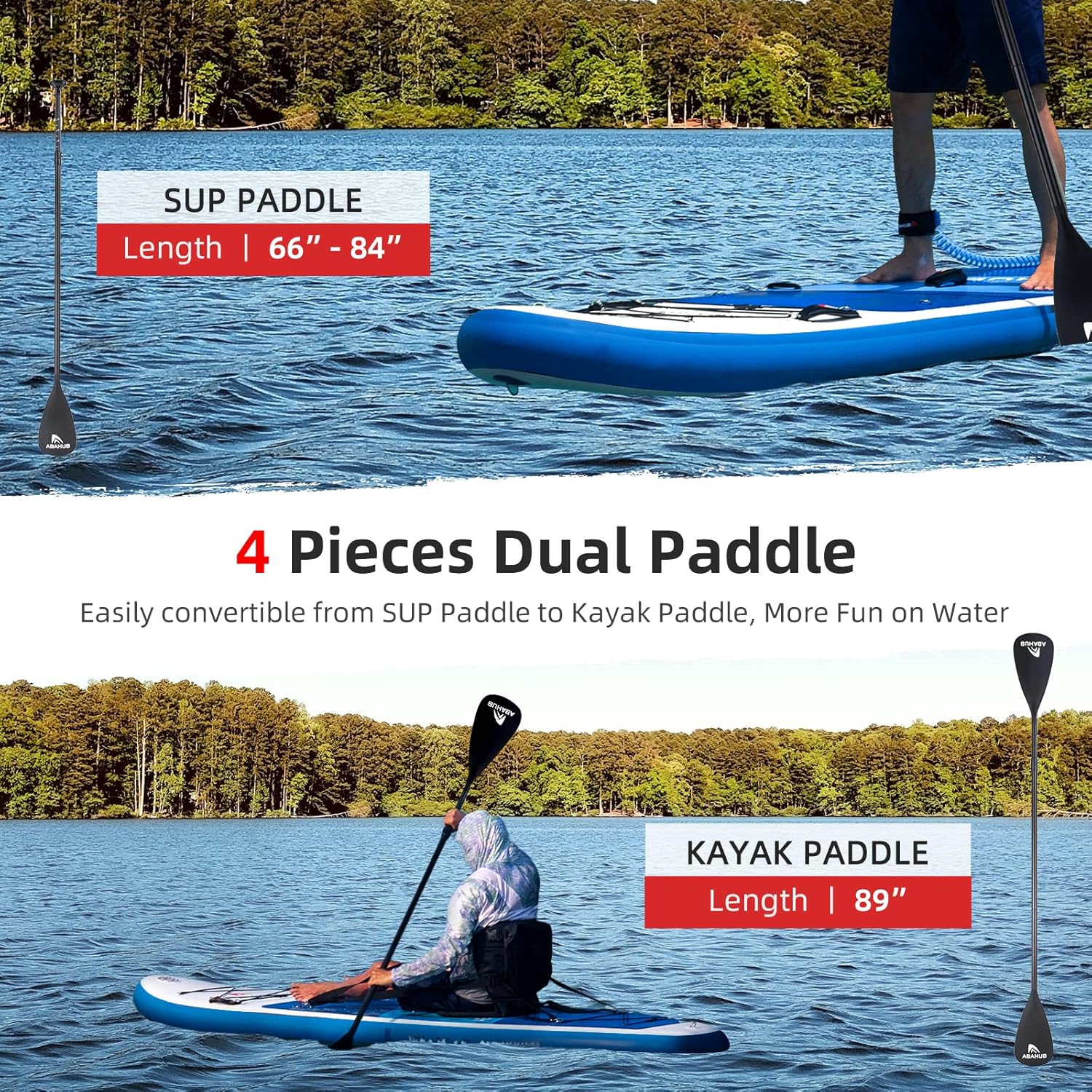 Abahub - Paddle gonflable adulte avec siège - 320x78/84x15cm - pagaie alu réglable, pack SUP