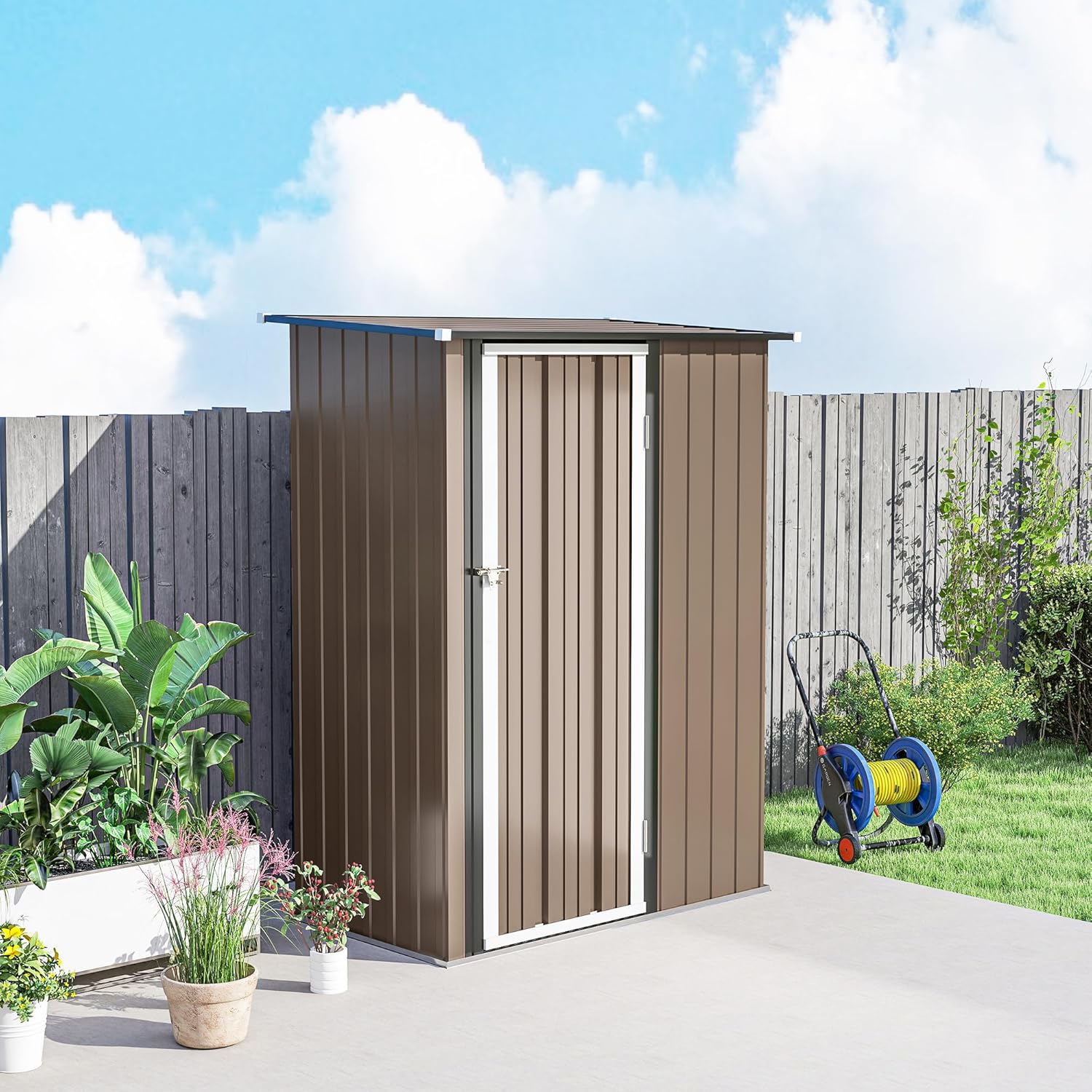 Outsunny - abri de jardin acier galvanisé 142x86x189cm - porte verrouillable 1m²
