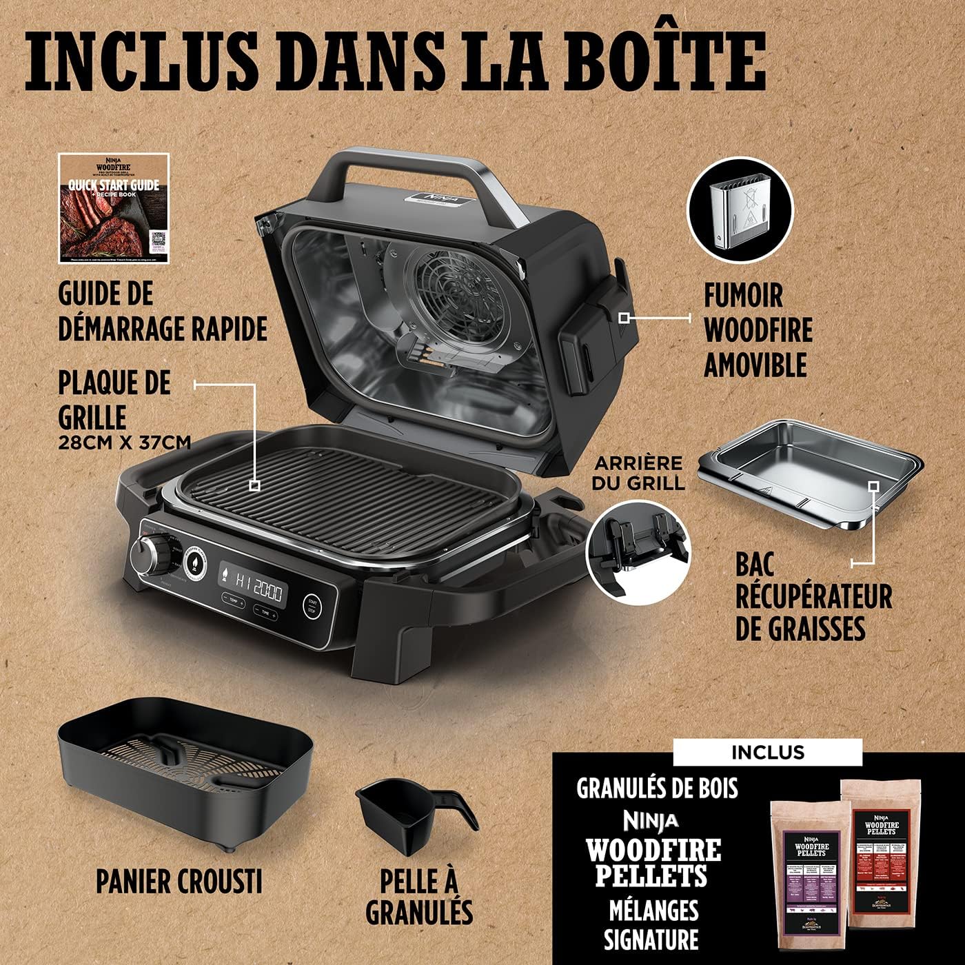 Ninja - barbecue électrique 7en1, air fryer, portatif, OG701EU