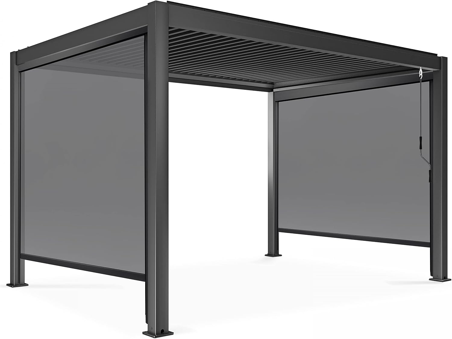 Oviala - Pergola bioclimatique 3x4m autoportée - 2 stores - gris