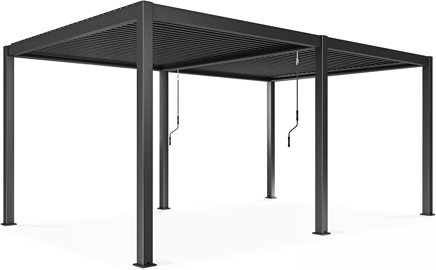 Oviala - Pergola bioclimatique autoportée - 3x6m - 4 stores gris