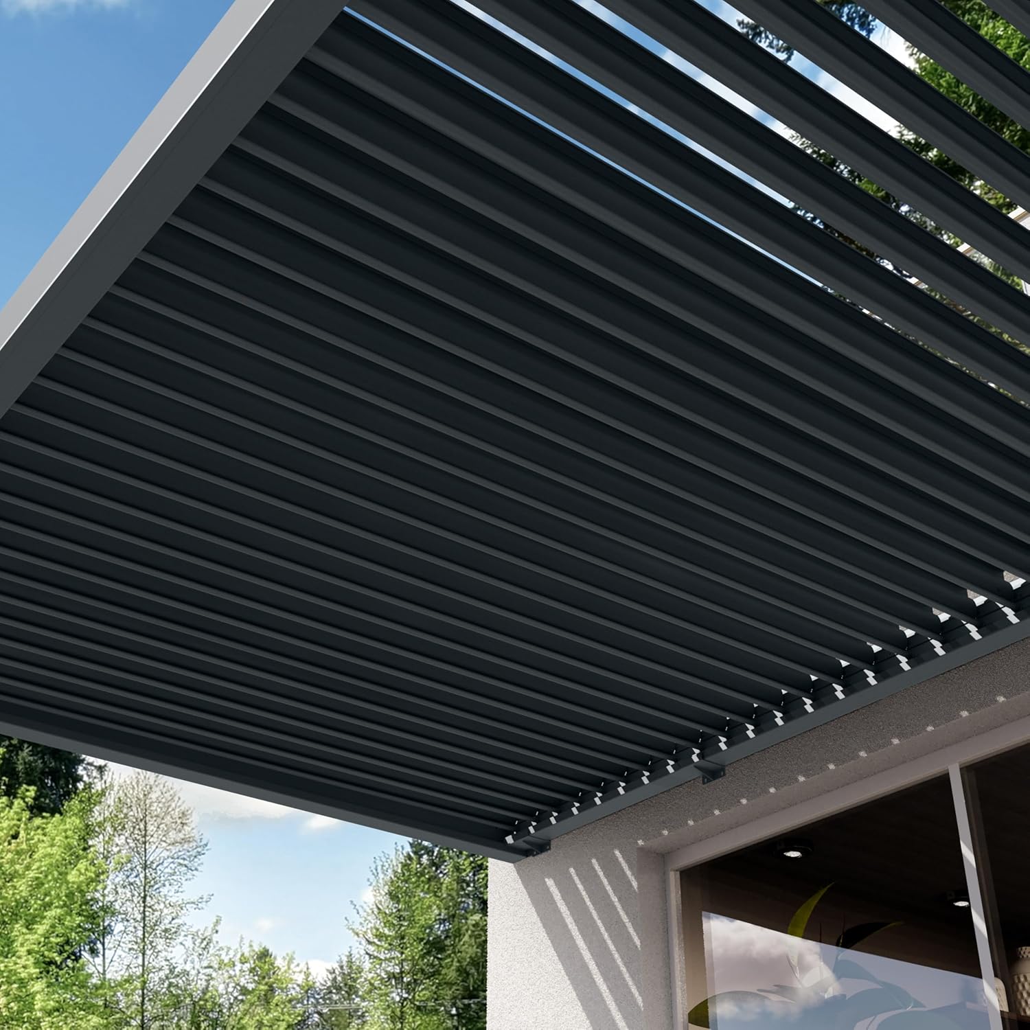 PRIMEYARD - Pergola adossée série - 3x4m - aluminium lames orientables