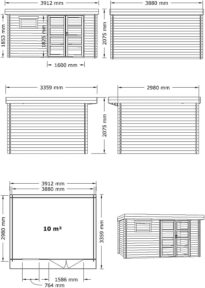 Vente-unique - abri de jardin bois toit plat 13m² 28mm épais CORALIO