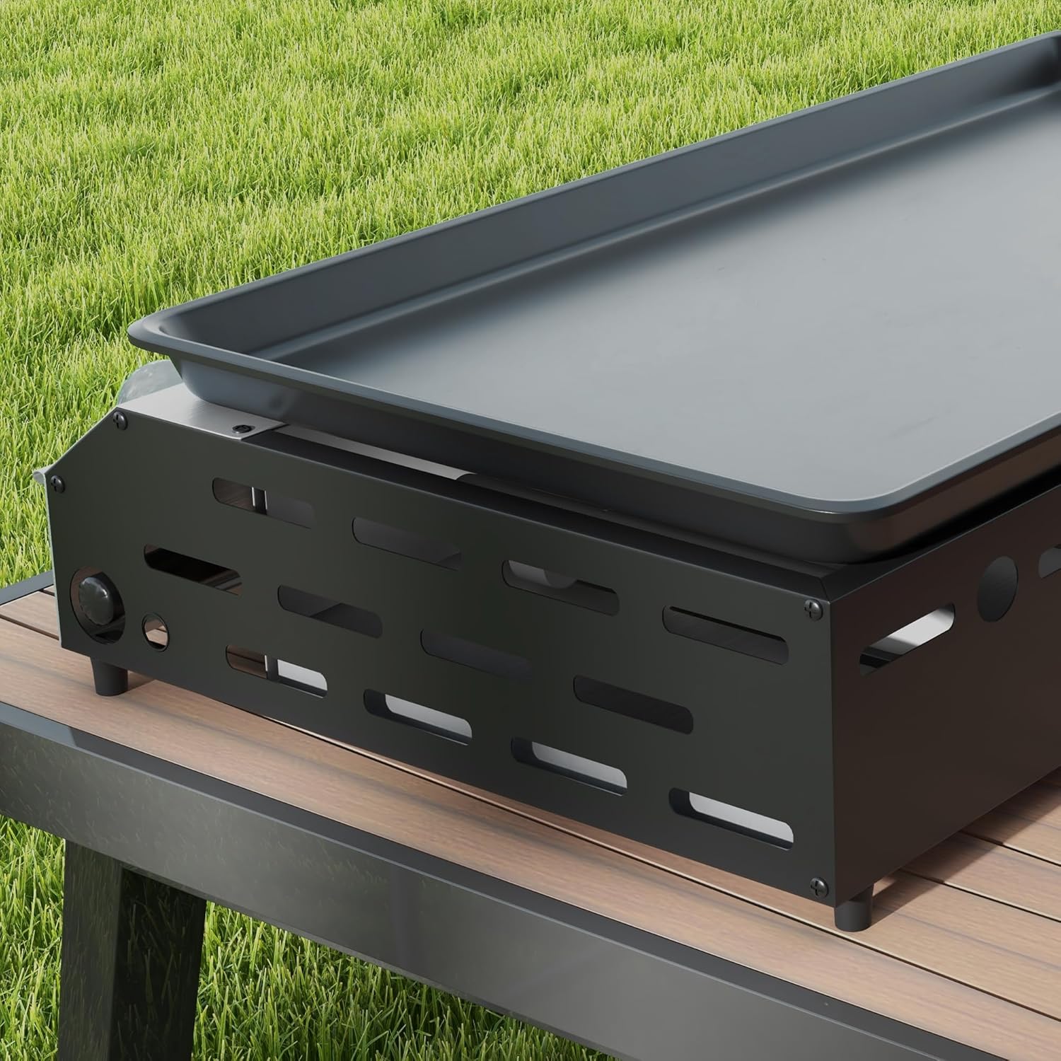 Outsunny - plancha 4 brûleurs - 73x34 cm - acier inox émaillé, 9,6kW, grande surface
