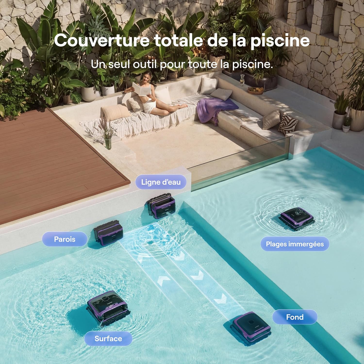 Beatbot - Sora 70 - 300 m² - Robot piscine 4-en-1, 10 000mAh, 6L, 25700LPH