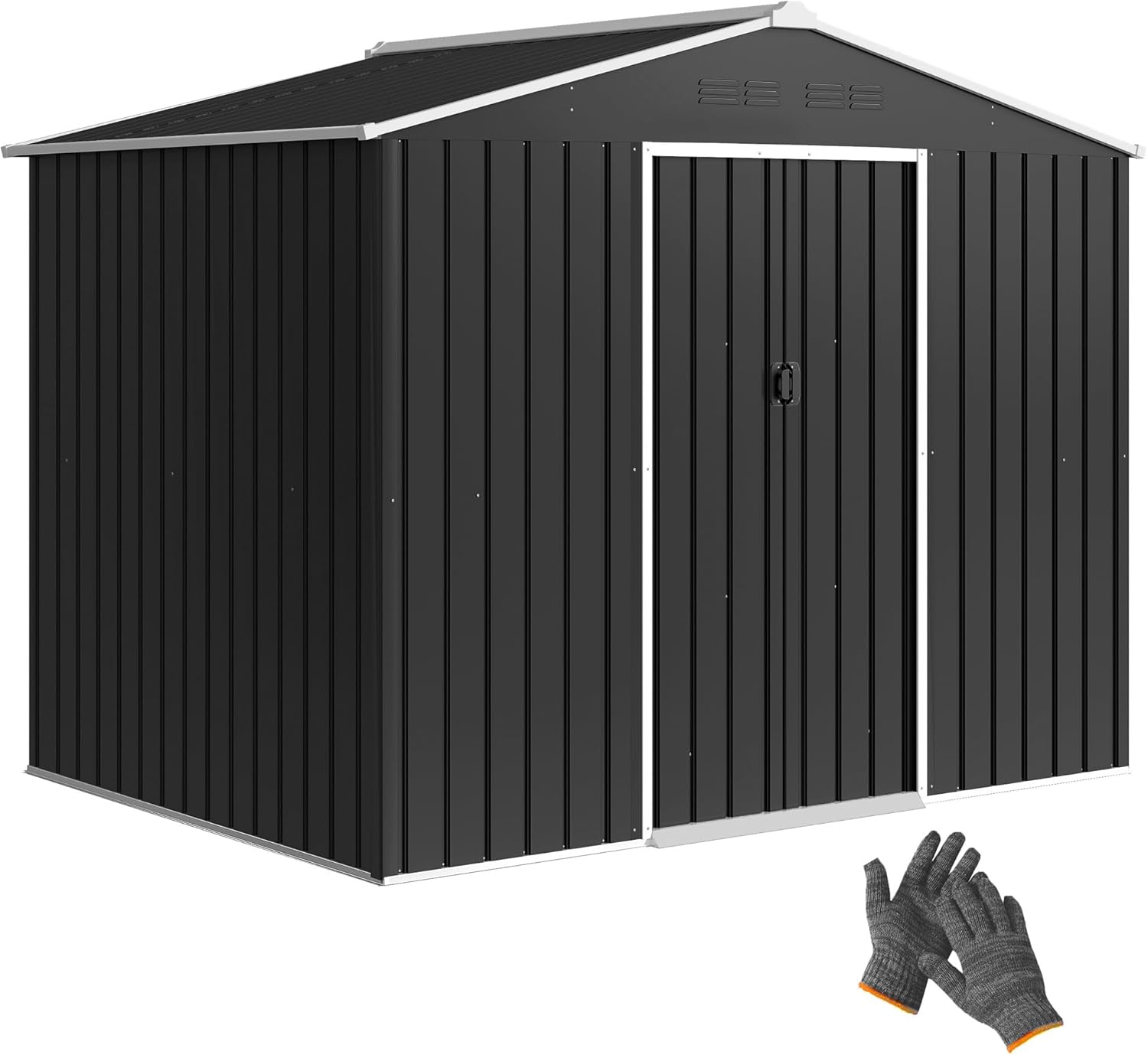 Outsunny Abri de Jardin extérieur 3,6 m², 236 x 171 x 191 cm, abri de Jardin métallique avec Portes coulissantes et Fentes d'aération, pour Le Rangement d'outils, Gris foncé