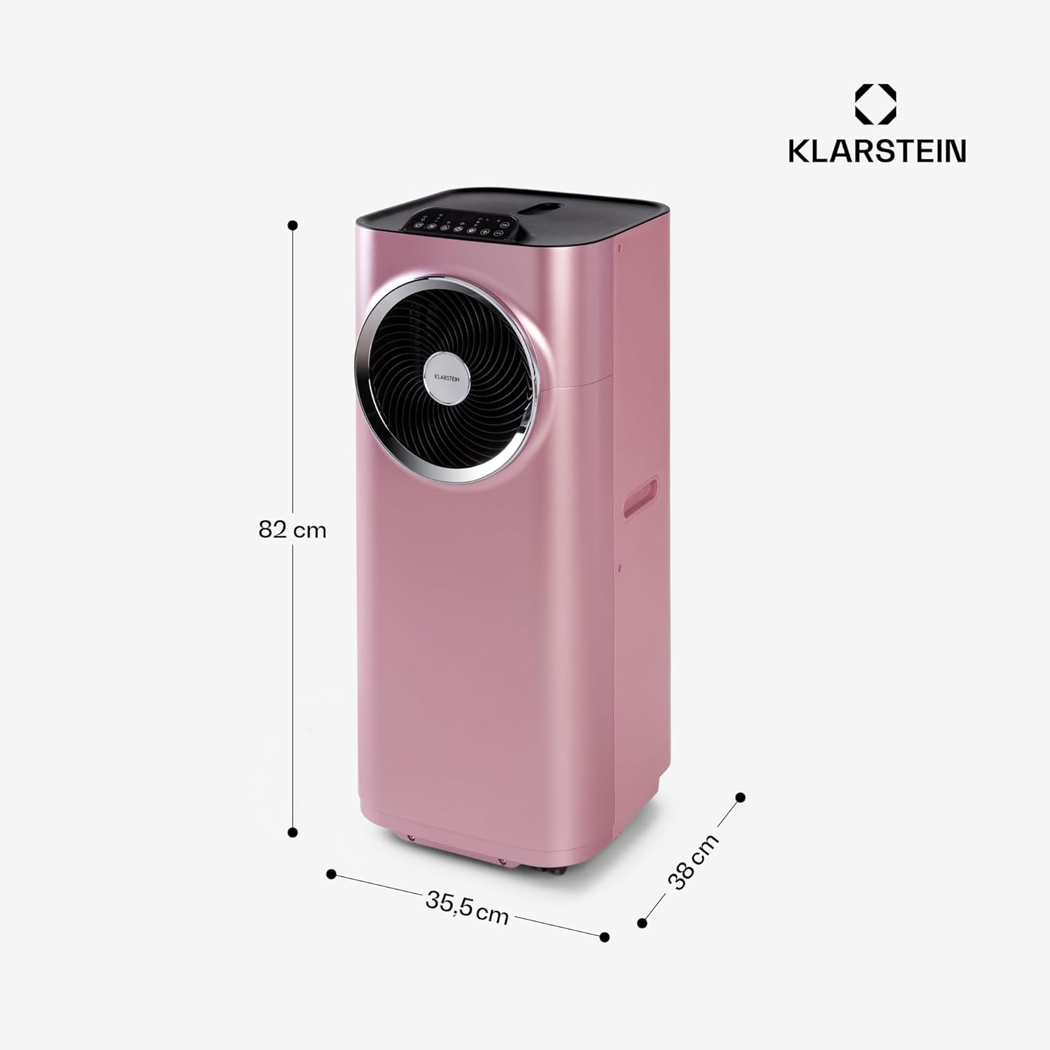 Klarstein Kraftwerk Smart 12K Climatiseur Mobile – 12,000 BTU, 35-59 m², WiFi & App Control, Silencieux 50 dB, Déshumidificateur, Ventilation 3 Niveaux, Minuterie 24h, R290, 1308W, Or Rose Métallique