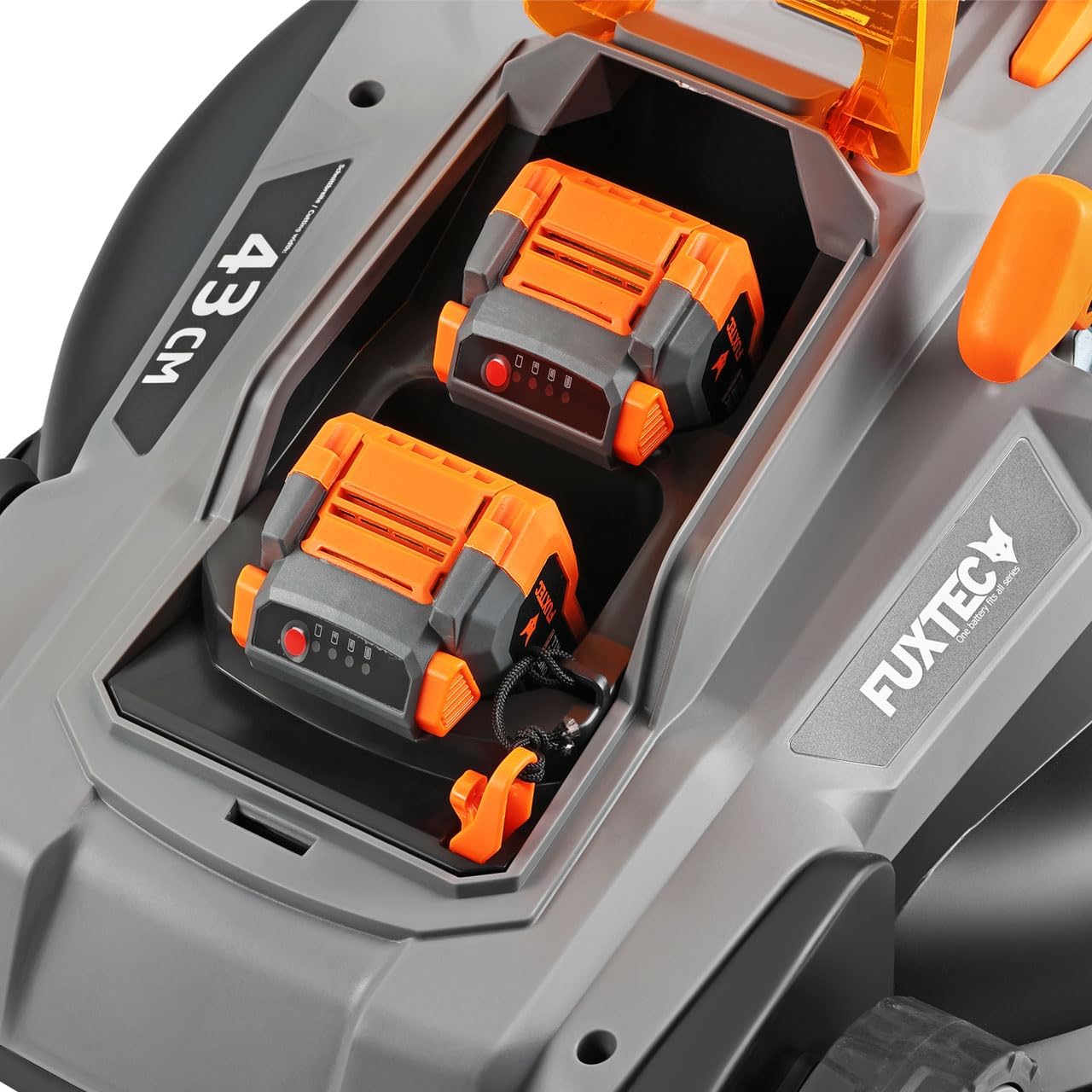 FUXTEC - Tondeuse à Gazon E2RM43 - 43cm, 40L, Hauteur réglable, Batterie 40V E2RM43
