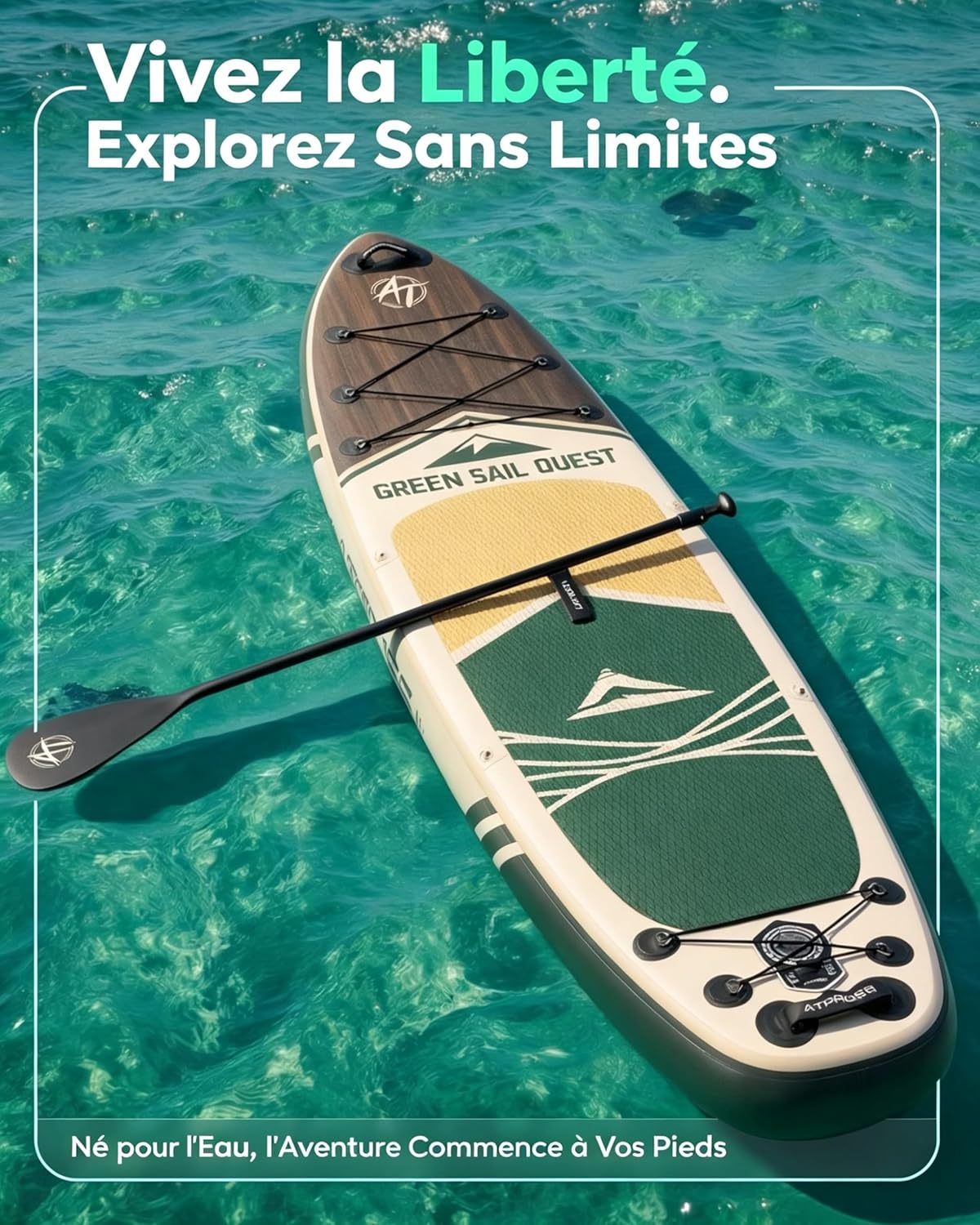 Stand Up Paddle Gonflable Adulte avec Siège Kayak & Accessoires, 320x84cm Planche de Sup Extra Large pour 2 Personnes, Charge 200kg, Kayak Gonflable 2 Places Stable et Antidérapant pour Surf