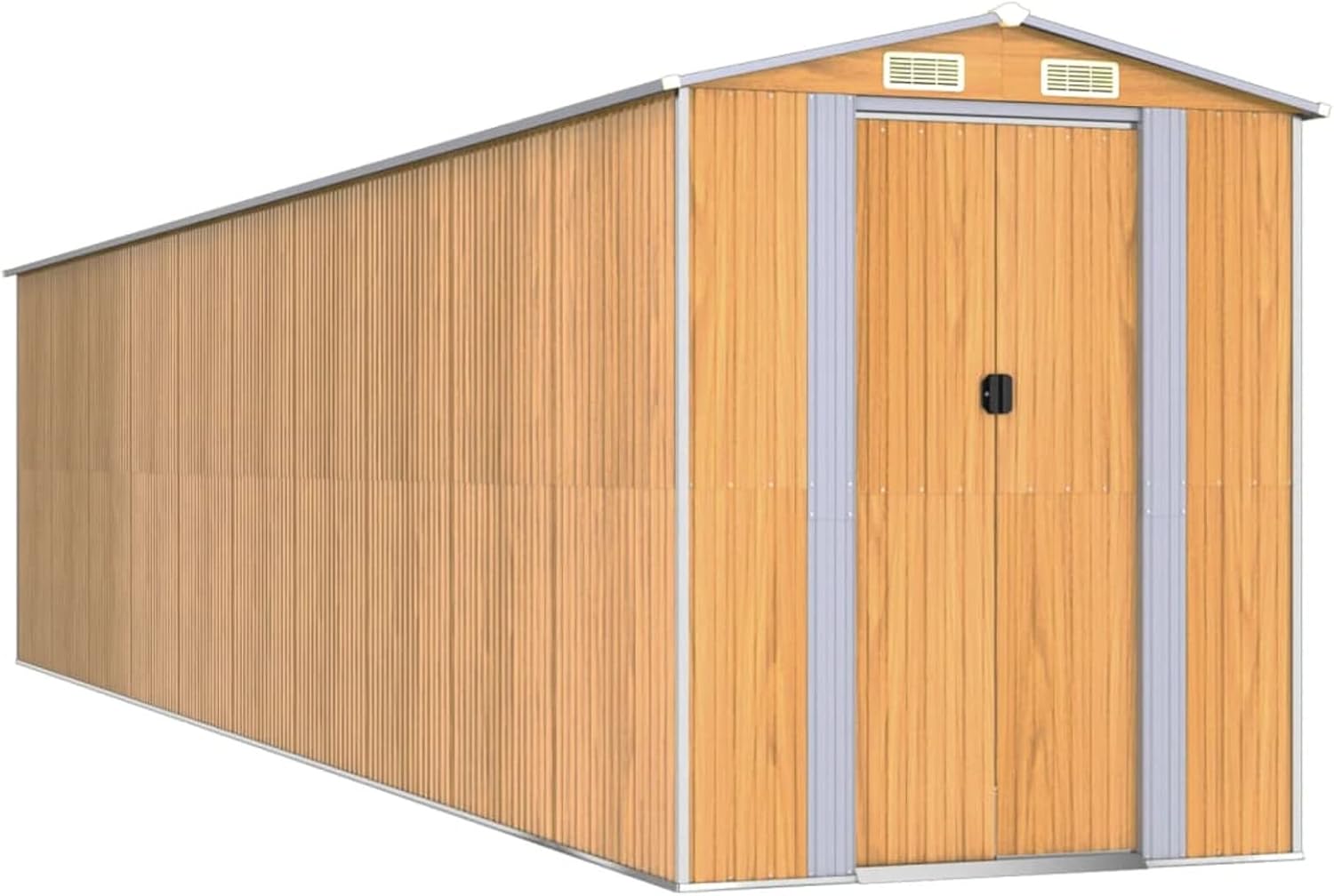 ShGaxin Abri de jardin en acier galvanisé marron clair 192 x 855 x 223 cm