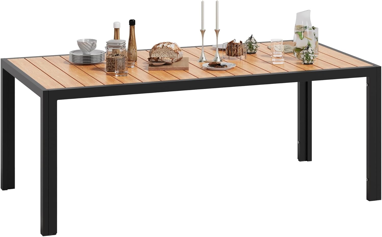 Devoko - table de jardin HDPS - 189x80x72 cm - aluminium, facile à entretenir, résistant intempéries
