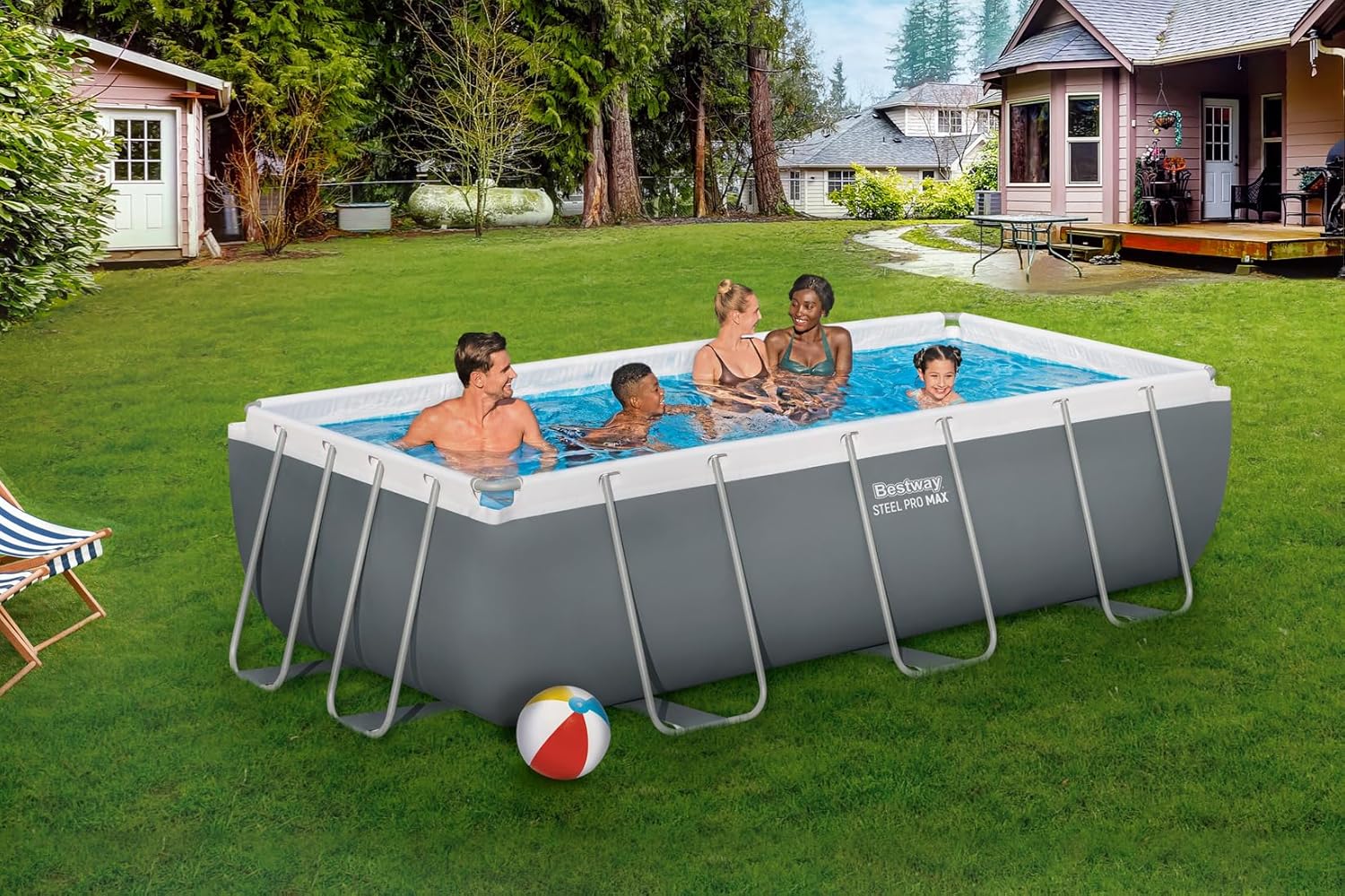 Bestway Steel Pro Max Kit Piscine Hors Sol - 404 cm x 201 cm x 100 cm - Gris