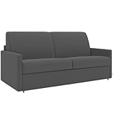 Canapé-lit 4 places unique - Surface de couchage : 160 cm - Hauteur du matelas : 14 cm - Tissu - Gris - CALIFE