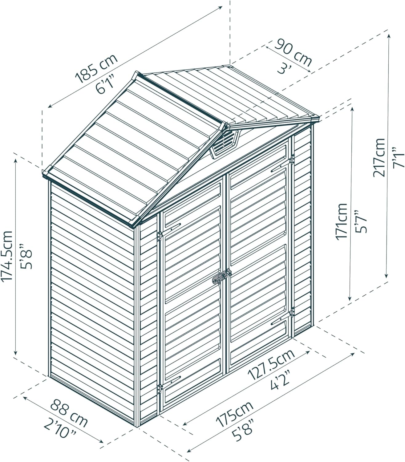 Abri de Jardin en Kit Skylight 1.7m², Cadre en Aluminium, Panneaux en Polycarbonate, Ambre