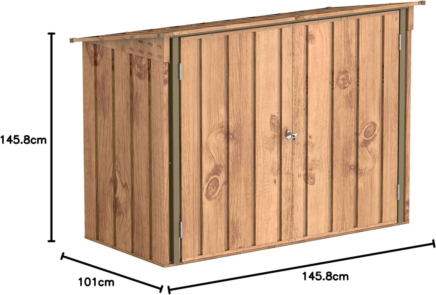 Duramax – abri à vélos double, 203x101x146 cm, portes verrouillables, finition bois