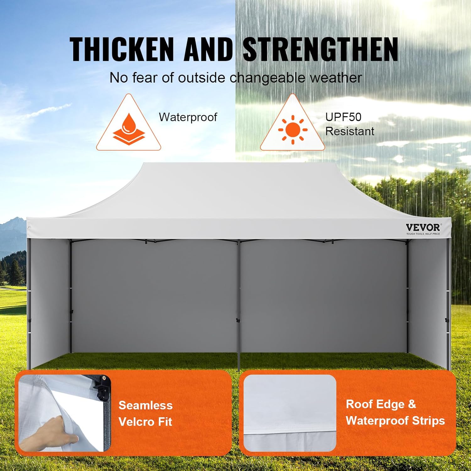 VEVOR - tonnelle pop-up - 304,8x609,6 cm - parois amovibles, UV, imperméable, sac roulettes, 6096VEVOR