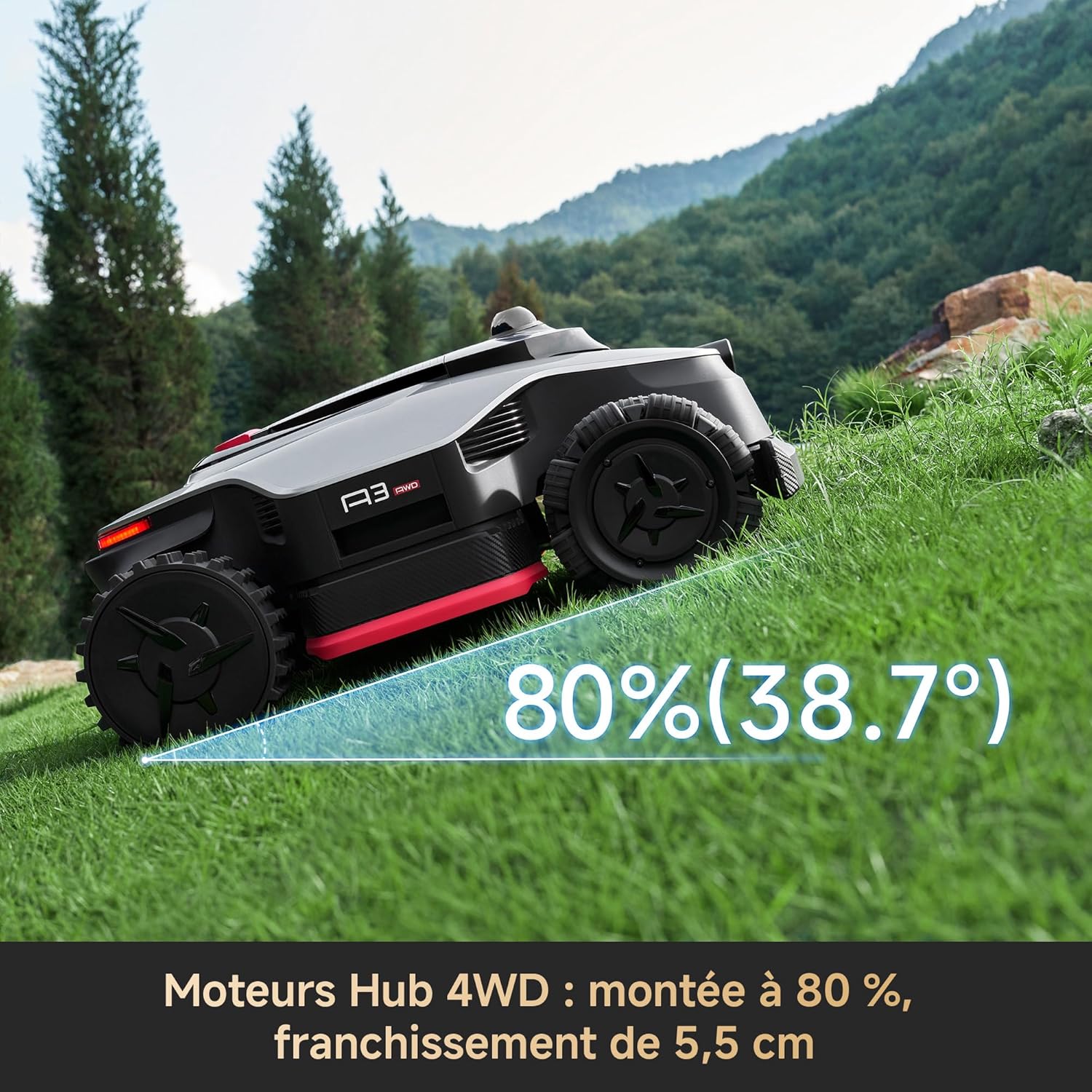 Dreame - A3 AWD Pro - 3500 m² - AWD, LiDAR 3D, IA, pente 80%, bord <3cm