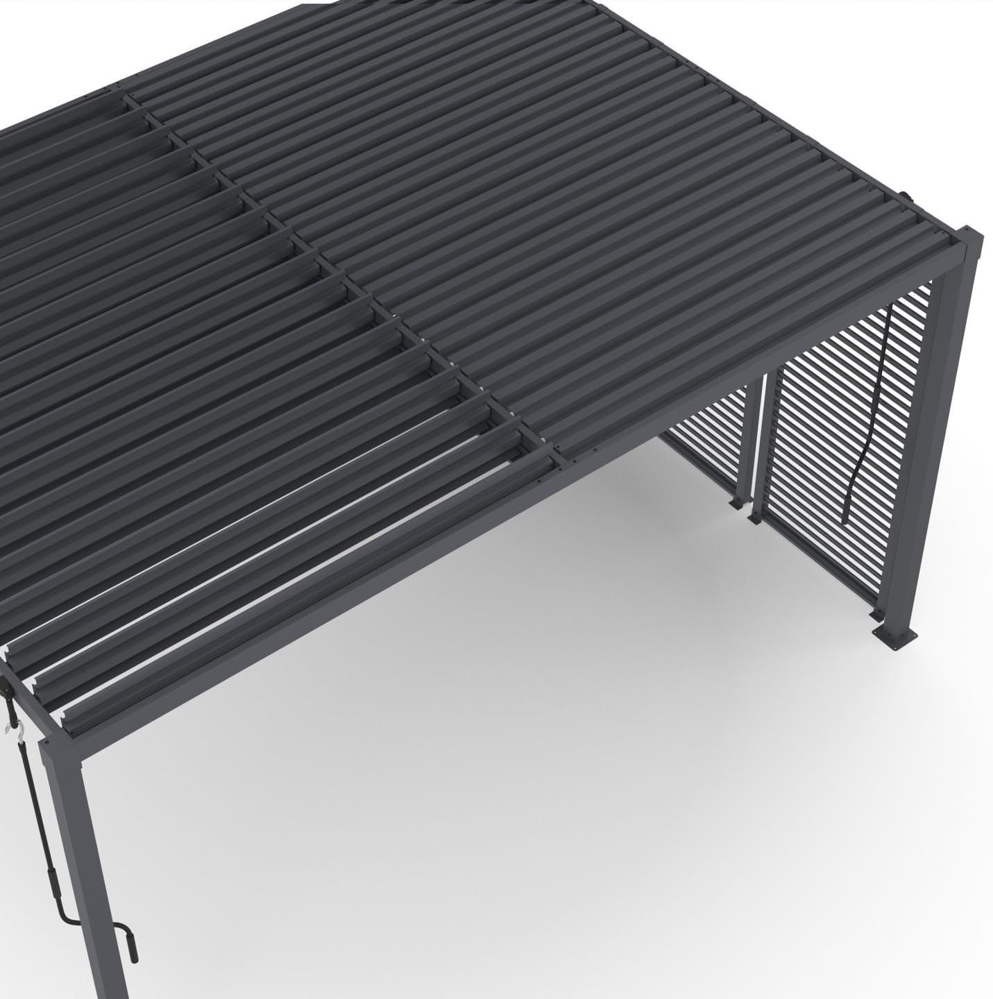 IDMarket - Pergola bioclimatique acier 3x4m lames orientables gris