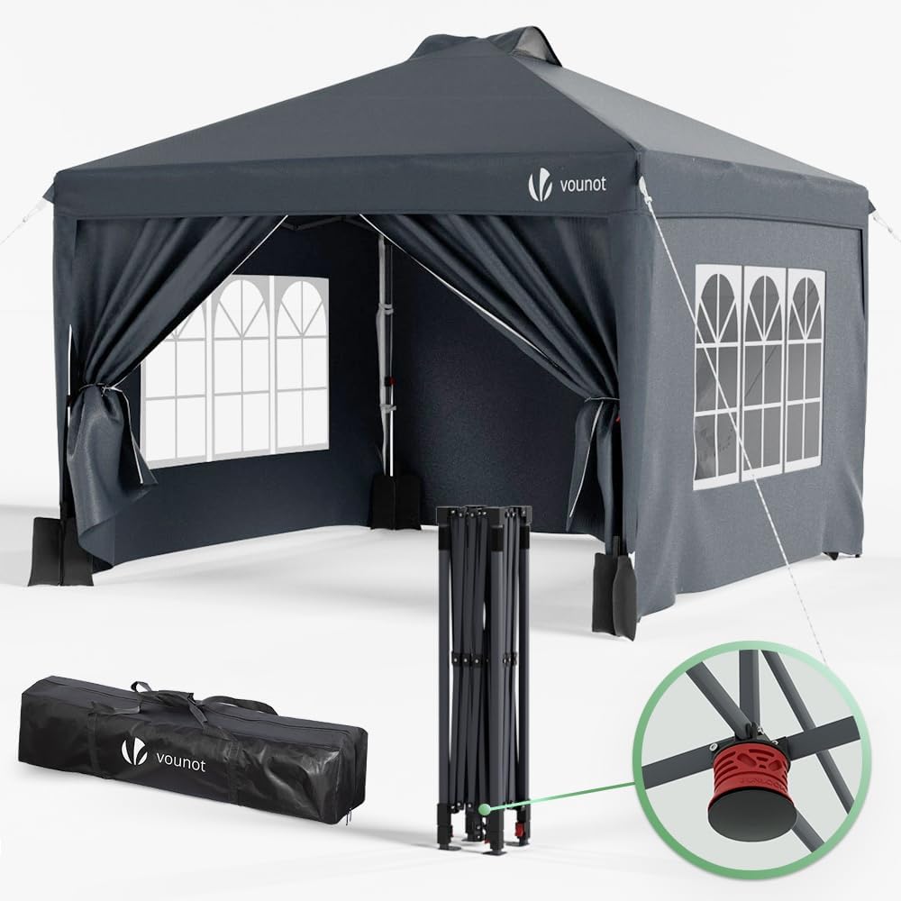 VOUNOT - Tonnelle pliable 3x3m - imperméable, anti-UV, réglable