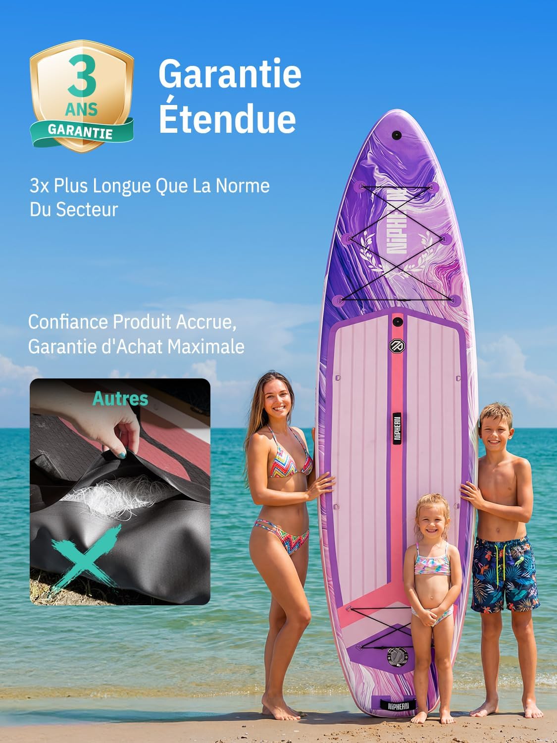 Niphean - Extra Large Paddle - 2+1 personnes - gonflable, housse étanche
